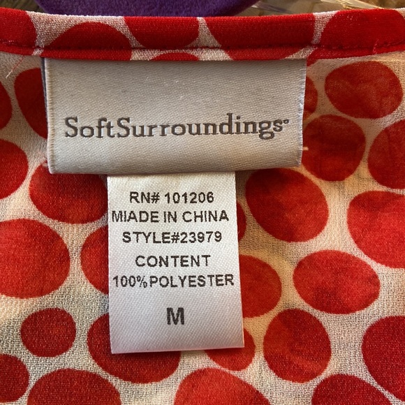 Soft Surroundings Red Polka Dot Blouse Med - Picture 5 of 5